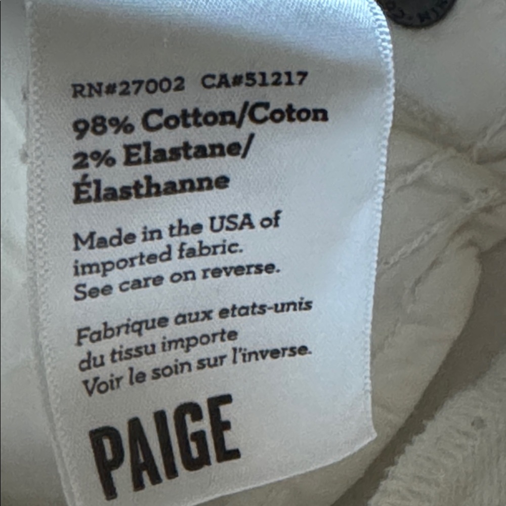 PAIGE Skyline Ankle Peg Women's Optic White Skinny Jeans Sz 27 rise 8” - Picture 12 of 14